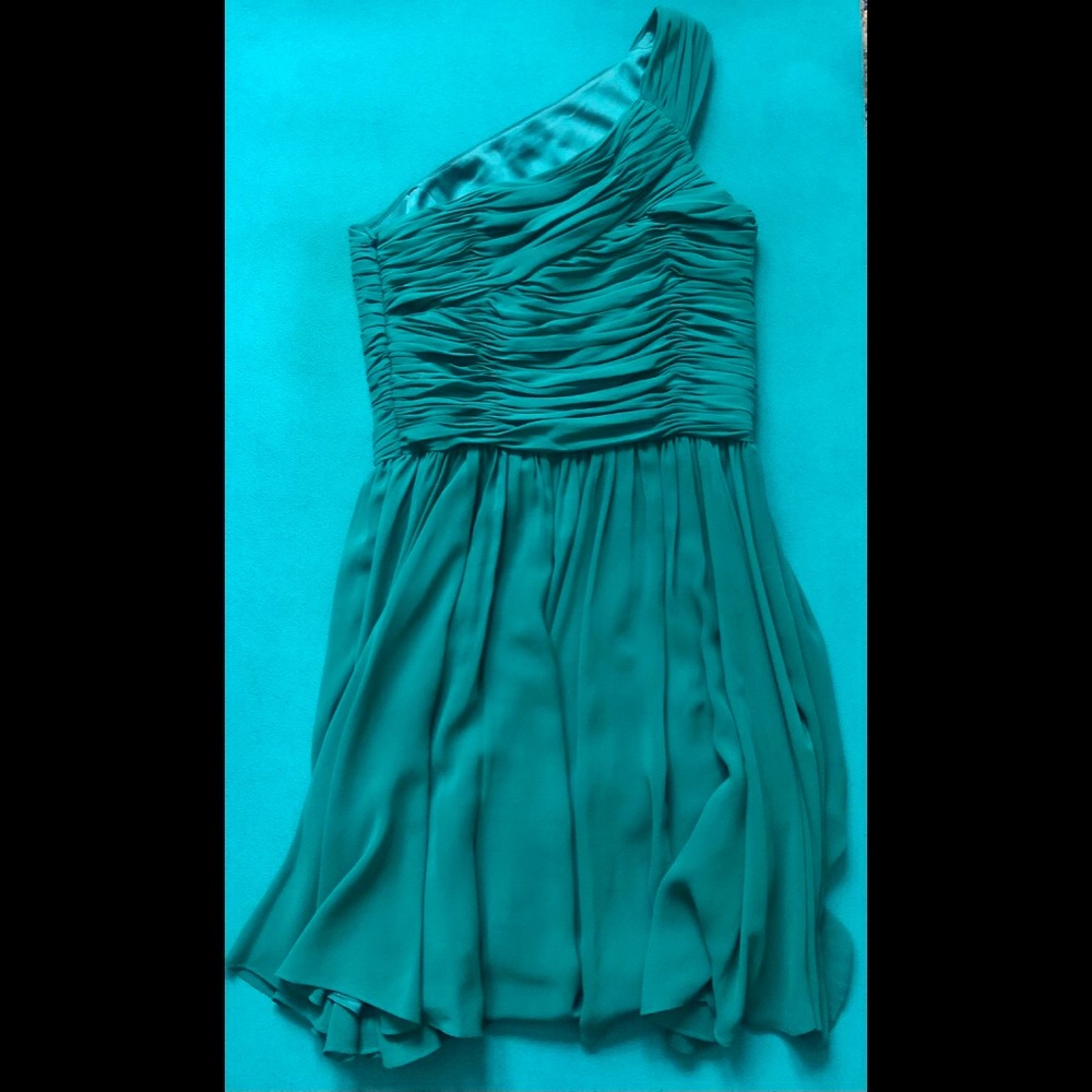Halston Heritage - Green One Shoulder Mini Cocktail Dress - Size 6